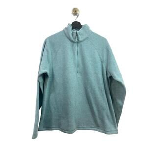 Eddie Bauer Jacket Womens Size Large Light Teal Fleece Quarter Zipper Pullover